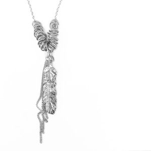 Silver feather necklace